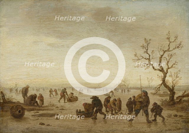 Skaters on the Ice, c1642-1645. Creator: Isaac van Ostade.