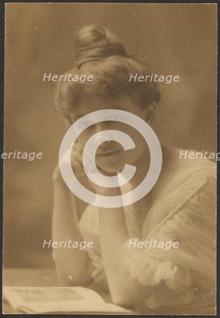 Portrait of a Woman Seated with Magazine, 1907-1943. Creator: Louis Fleckenstein.