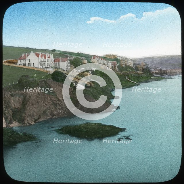 Fowey from the castle, Cornwall, late 19th or early 20th century. Artist: Church Army Lantern Department