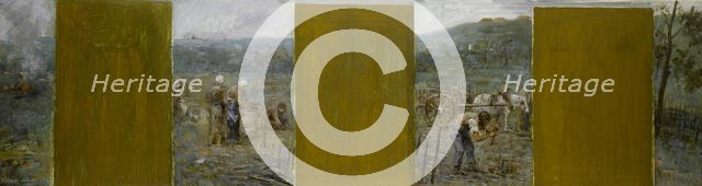 Esquisse pour la mairie de Nogent-sur-Marne : Scènes rurales, 1889. Creator: Francois Lafon.