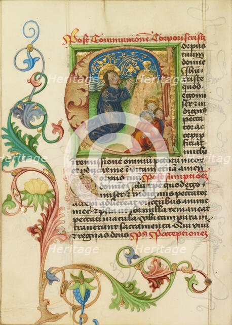 Initial C: The Agony in the Garden; Prayer Book, about 1470-1480. Creator: Workshop of Valentine Noh.