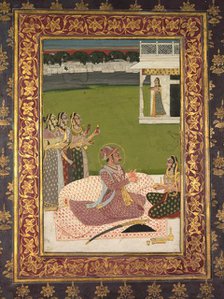 Portrait of Maharaja Savant Singh with Consort, Bani Thani, mid-1700s. Creator: Nihal Chand (Indian), attributed to.