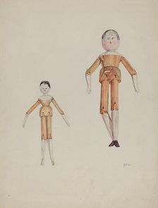 Jointed Wooden Dolls, 1935/1942. Creator: Arelia Arbo.