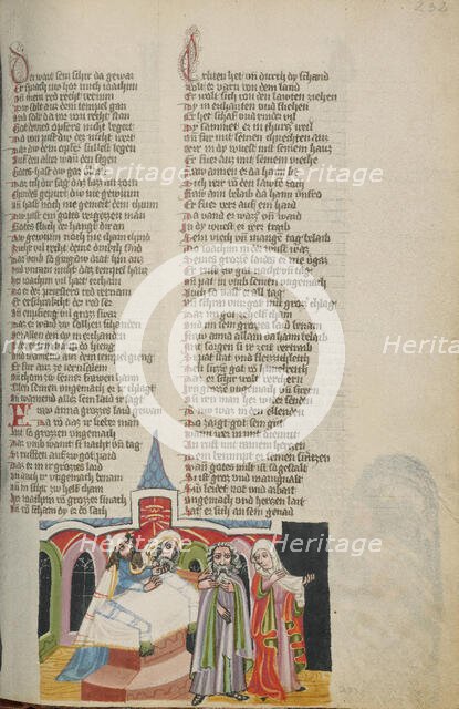 Joachim and Anna in the Temple; Weltchronik, about 1400-1410. Creator: Unknown.