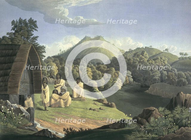 A Toda family in the Nilgiri Hills, India, 1837. Creator: Richard Barron.