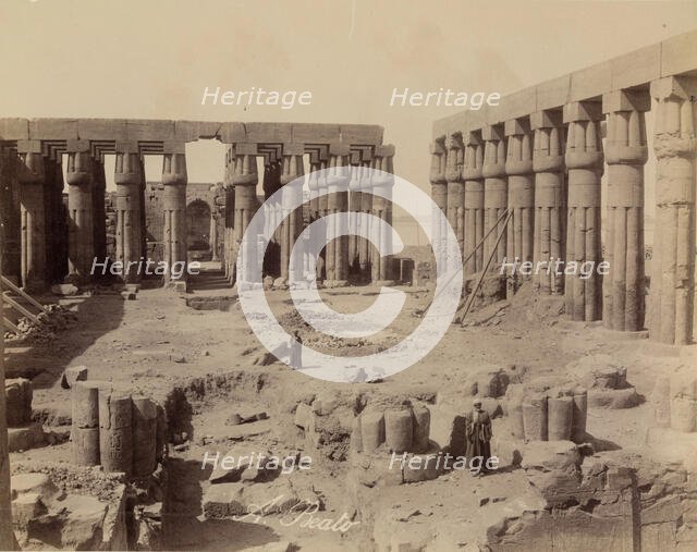 Inside First Court, Temple of Luxor, Looking South. Luxor, East Bank., between 1860 and 1903. Creator: Antonio Beato.