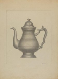 Pewter Coffee Pot, c. 1936. Creator: Burton Ewing.