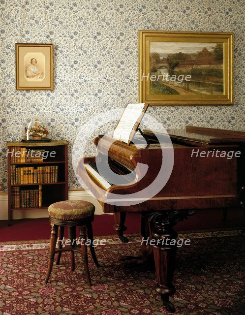 Emma Darwin's piano in the drawing room at Down House, Downe, Greater London, 1998. Artist: J Bailey