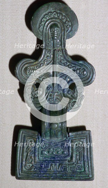 Anglo-Saxon square-headed brooch from a grave, 5th century. Artist: Unknown