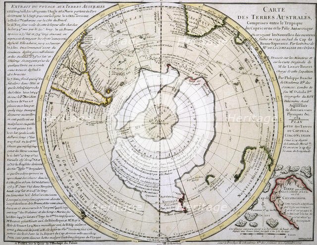 Map of Australasia and Antarctica, 1739. Creator: Philippe Bauche.