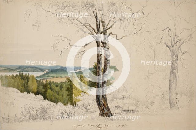 View from Jaakkima Parsonage over the Lake Laatokka; unfinished, 1860. Creator: Magnus von Wright.