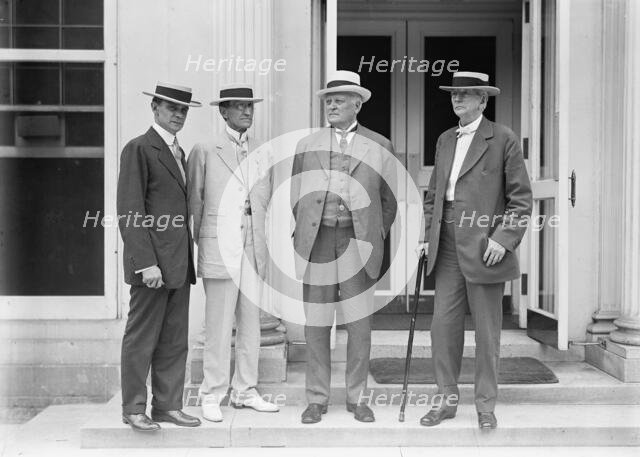Kansas City Bankers, Charles S. Keith; R.A. Long; J.B. White; Sen. W.J. Stone of Mo., 1914. Creator: Harris & Ewing.