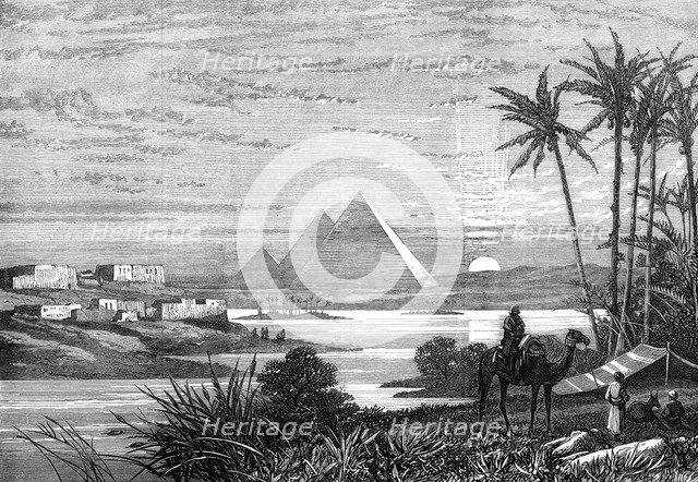 The Nile and the Pyramids from the Boulak road, 1874. Artist: Unknown