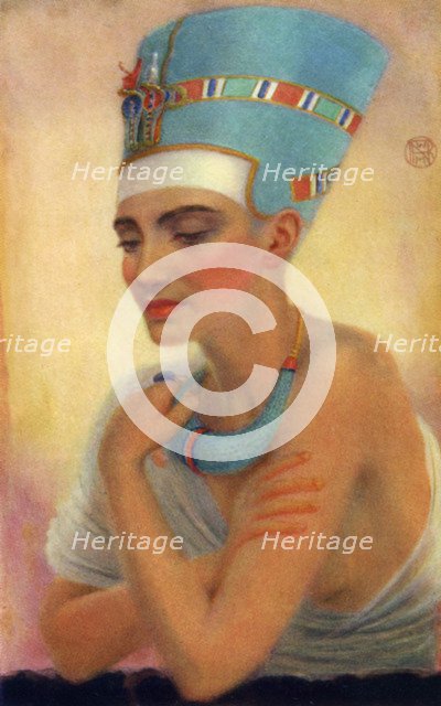 Nefertiti, Ancient Egyptian queen of the 18th dynasty, 14th century BC (1926).  Artist: Winifred Mabel Brunton