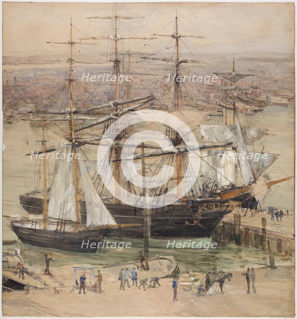 New York Harbor, 19th century. Creator: Jules Lessore.