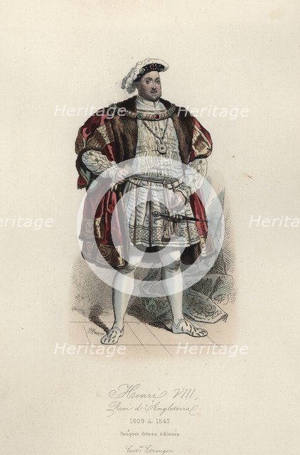 Henry VIII, King of England (Greenwich, 1491-Westminster, 1547), son of Henry VI, engraving 1870.