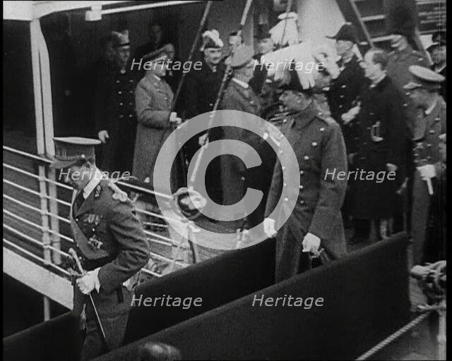 Leopold, His Royal Highness the Duke of Brabant, Prince of Belgium with Albert I, King of..., 1930s. Creator: British Pathe Ltd.