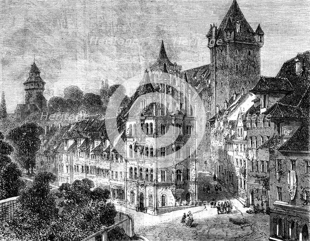 The Panierplatz in Nuremberg, Germany, 19th century.Artist: Therond