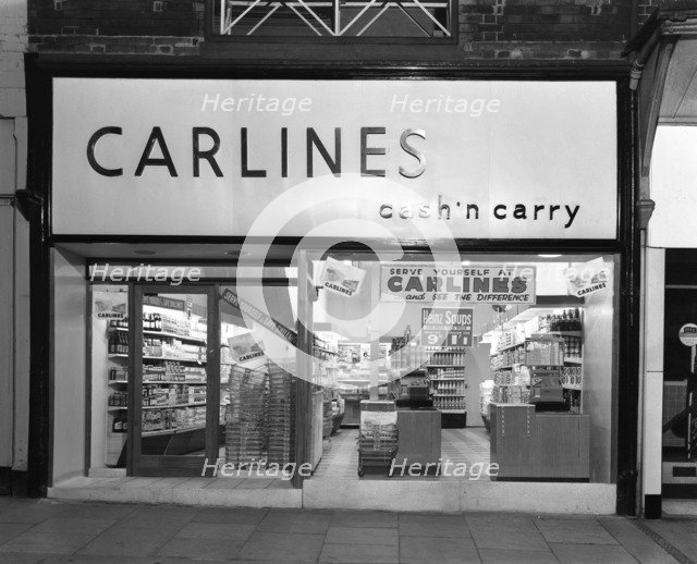 The exterior of Carlines Self Service Store, Mexborough, South Yorkshire, 1960. Artist: Michael Walters