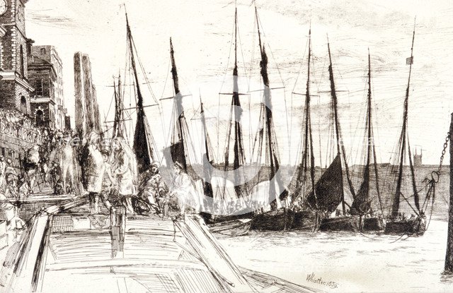 'Boats alongside Billingsgate', London, 1859. Artist: James Abbott McNeill Whistler