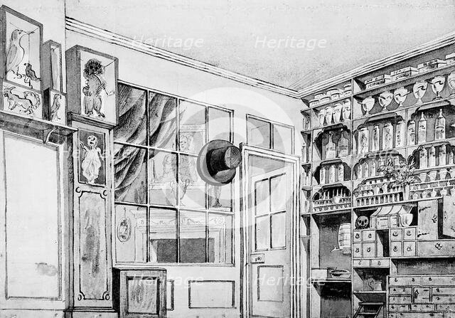An interior of 'Marshalls', a famous dentist's shop near Berwick Street, Soho, 1789. Creator: Unknown.