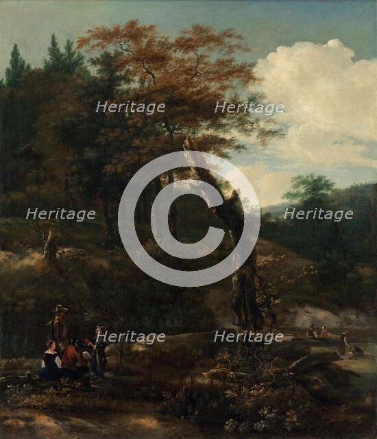 Wooded Landscape with Travelers, late 1640s. Creator: Adam Pynacker.