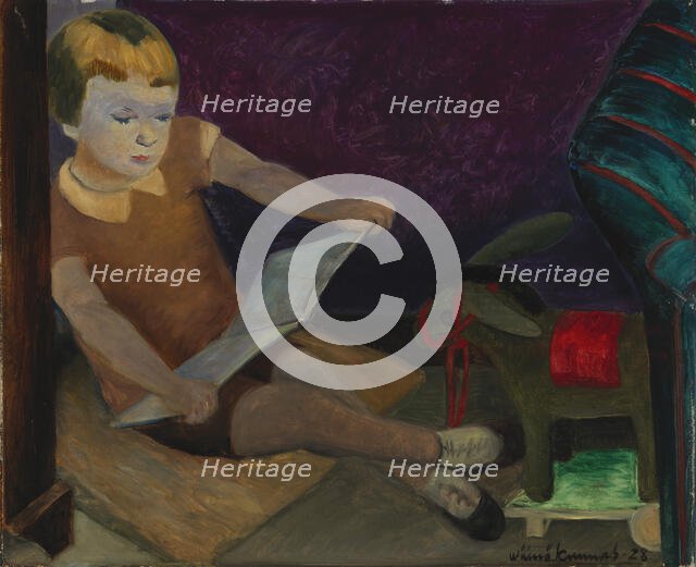 Kirsi Reading Fairy Tales, 1928. Creator: Vaino Kunnas.