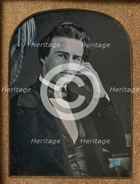 [Seated Young Man Resting Head on Fingers], 1840s. Creator: Unknown.