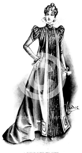 Ladies' Page: a  roman satin tea-gown, 1898. Creator: Picador.