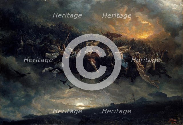 The wild Hunt of Odin, 1872. Creator: Arbo, Peter Nicolai (1831-1892).