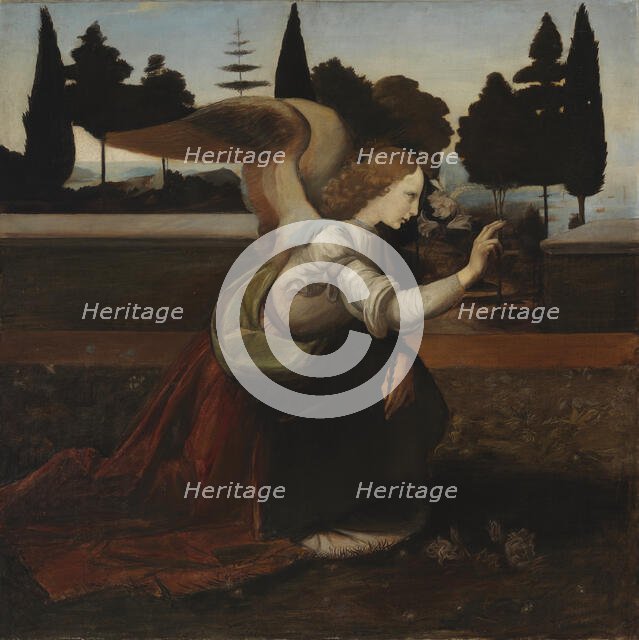 Angel, detail copy after Leonardo da Vinci's painting Annunciation, 1895. Creator: Magnus Enckell.