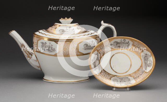 Teapot with Stand, Worcester, c. 1800. Creator: Royal Worcester.