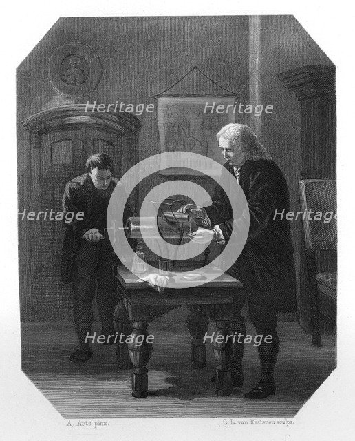 Pieter van Musschenbroek and Andreas Cunaeus, Dutch scientists, c1870. Artist: CL van Kesteren