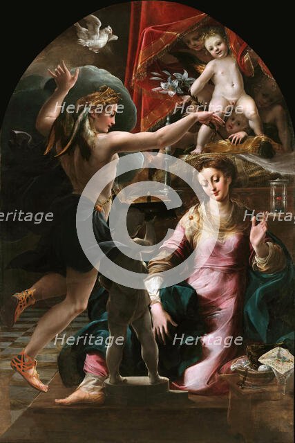 The Annunciation, 1555-1559. Creator: Mazzola Bedoli, Girolamo (c. 1500-1569).