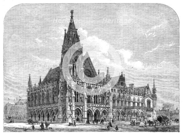 Royal Academy Prize Drawing: "A Provincial Townhall and Market-place", by...Watson, 1864.  Creator: Mason Jackson.