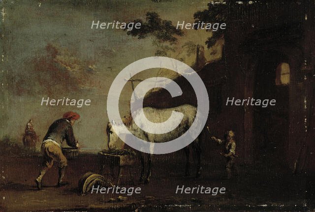 Outside the stable, 1717-1767. Creator: Norbert Grund.