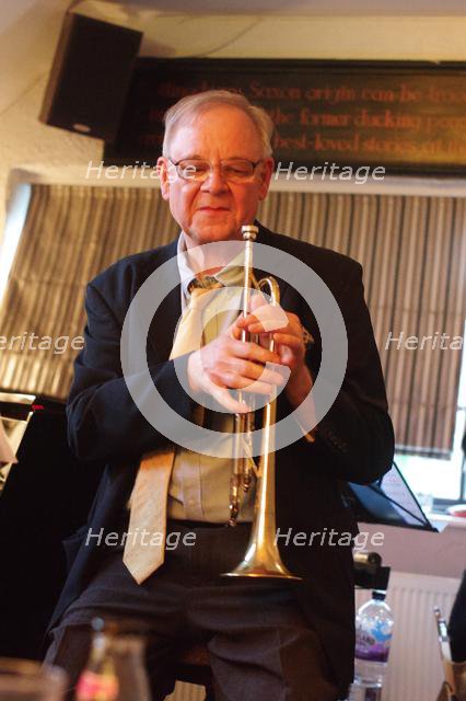 Chris Hodgkins, Splash Point Jazz Club, Plough Inn, Rottingdean, East Sussex, 17 May 2019. Creator: Brian O'Connor.