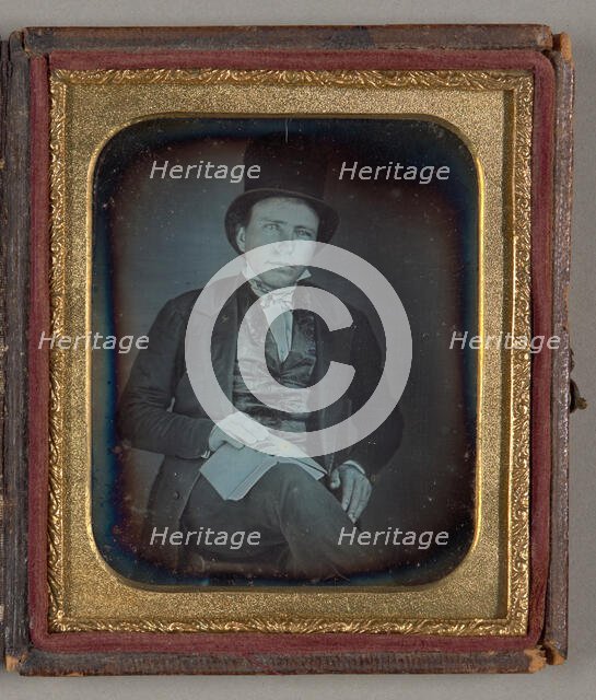 Untitled [portrait of a man in a top hat], 1853.  Creator: Unknown.
