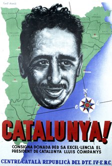 Spanish Civil War (1936-1939), Propaganda Poster 'Catalonia' published by the Centre Català Repub…