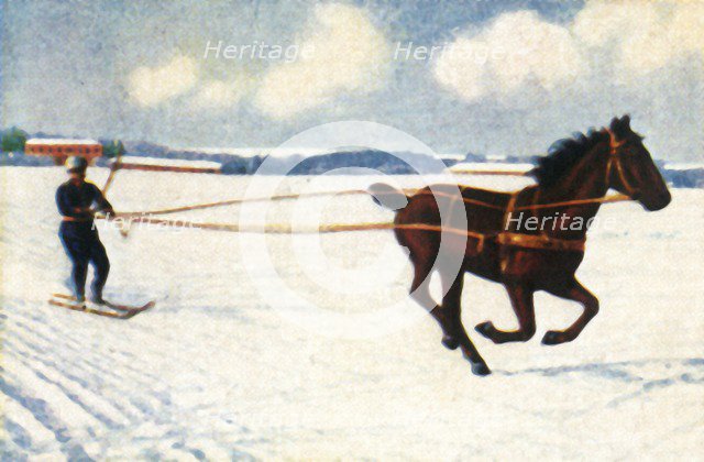 Skijöring in Sweden, c1928. Creator: Unknown.