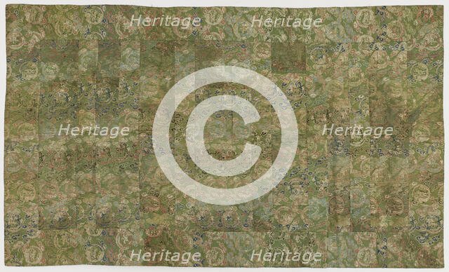 Brocade, silk, a Buddhist monk's robe, patched; kesa, Edo period, 1615-1868. Creator: Unknown.