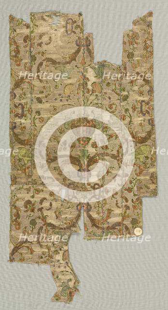 Silk Fragment in the Shape of the Upper Front of a Garment, 18th century. Creator: Unknown.