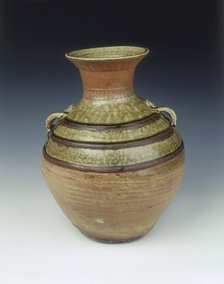 Yue celadon stoneware hu with three black bands, Eastern Han dynasty, China, 1st century. Artist: Unknown