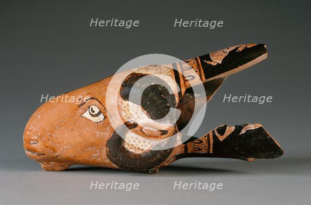 Attic Red-Figure Dimidiated Rhyton, about 450-425 BC. Creator: Unknown.