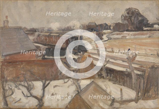 The train is coming , 1916. Creator: Karl Schou.