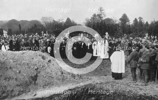 'The funeral of some of the Lusitania victims at Queenstown', 1915. Artist: Unknown.