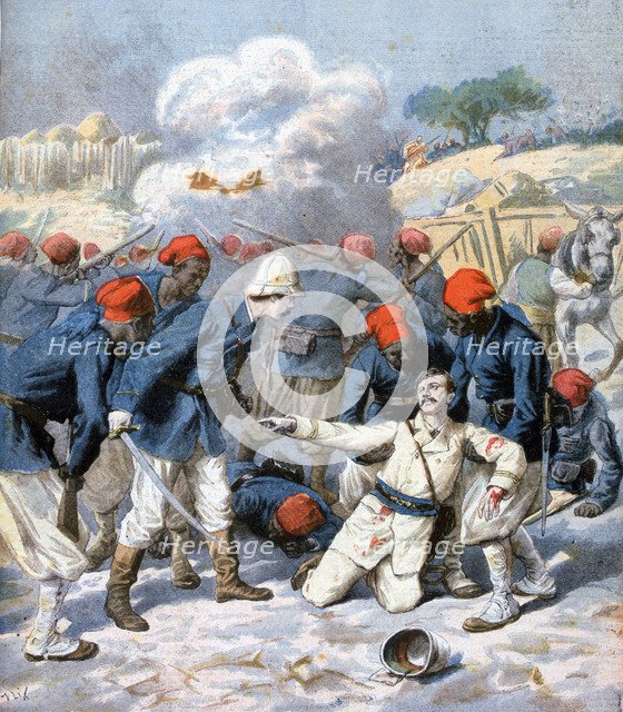 Death of Lieutenant Lecerf, Battle of Napa, Nigeria, 1894. Artist: Frederic Lix