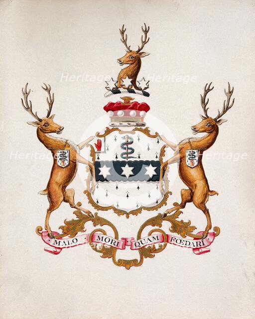 Achievement of arms of Joseph Lister, Baron Lister. Creator: Unknown.