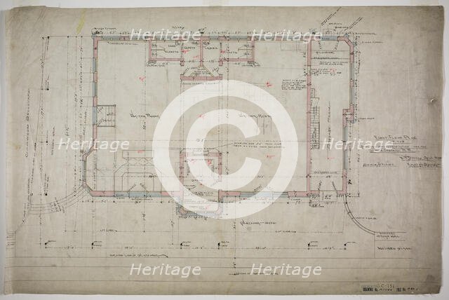 Oakland Avenue Railroad Station, Chicago, Illinois, First Floor Plan, 1886. Creator: Adler & Sullivan.