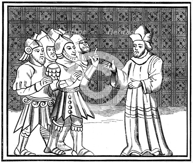 A secret meeting of the Jews at the Rabbi's House, 14th century (1849). Artist: Unknown